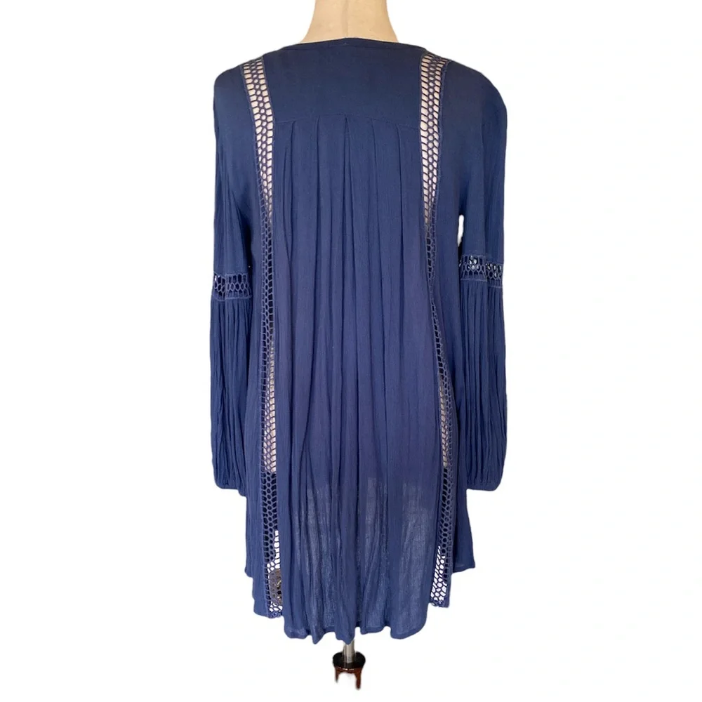 Free People Just Two of Us Crinkle Tunic in Washed Indigo - XS